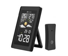 Wireless Display HD USB Außenwetterstation VA Glas Hygrometer Thermometer Vorhersage Uhr Sensor