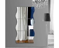 Lesai 6 STK. Spiegelfliesen Flexibler Nicht GlasWandspiegel,DIY Abziehbild Spiegel Für Oberflächen Dekoration Hauptbüro((Silber, 30 x 25 cm)