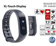 newgen medicals Pulsuhren: Fitness-Armband V4, XL-Touch-Display, Nachrichten, dyn. Herzfreq, IPX7 (Bluetooth Fitness Armbänder mit Herzfrequenz Messung und Nachrichtenanzeige)