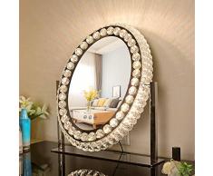 HPPSLT Abnehmbarem Fach Saugnapf - Make-Up Spiegel mit -LED - Ovaler großer LED-Kristall-Schminkspiegel mit leichtem Kosmetikspiegel-A1