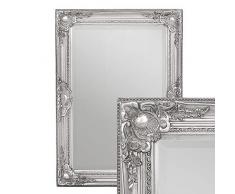 LEBENSwohnART Wandspiegel LEANDOS 70x50cm Silber-Antik barock Design Spiegel pompös Facette