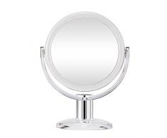 Gotofine Kosmetikspiegel Vergrößerung, 1-fach & 10-fach Vergrößerung Schminkspiegel, Doppelseitiger Standspiegel mit 360 Grad Rotation - klar & transparent