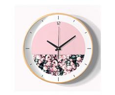 HJW Praktische Wandpendeluhr Massivholzrahmen Dekorative Wanduhr Muten Nicht Tick Wohnzimmer Schlafzimmer Küche Einfache Große Digitaluhr Wanduhr Lesen,a,Rund -12 Zoll