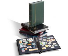 Leuchtturm Briefmarken-Sammel-Album, Einsteckbuch Premium, DIN A4, 64 Schwarze Seiten, wattierter Ledereinband, grün