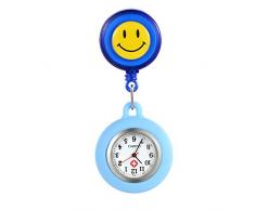 LANCARDO Uhren, Silikon Krankenschwester Armbanduhr FOB-Uhr Damen Lächeln Digitale Analog Revers Stretch verstellbar Länge Taschenuhr (blau)