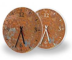 Printalio - Rost - Lautlose Wanduhr mit Fotodruck auf Polycarbonat | geräuschlos kein Ticken Fotouhr Bilderuhr Motivuhr Küchenuhr modern hochwertig Quarz | 30 cm rund mit weißen Zeigern - GERÄUSCHLOS