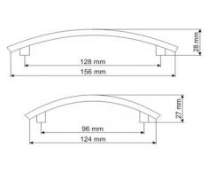 Möbelgriff Küchengriff Schubladengriff Chrom matt Lochabstand 128mm