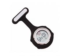 Fresh66 Digital Silikon Schwesternuhr Krankenschwesteruhr Pflegeuhr Taschenuhr (Schwarz)