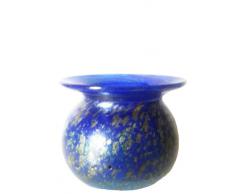 Kugelvase farbige Glasvase blau silber gelüsterte Kristallglasvase mundgeblasen Höhe ca. 7,5 cm Oberstdorfer Glashütte