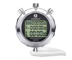 LAOPAO Stoppuhr,1/100 Sekunden Precision 100 Stück Speicherdaten LCD Elektronischer Metall Digitaler Chronograph Timer Für Basketball Fußball Baseball Sport Schiedsrichter Trainer