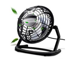 USB Ventilator, omitium Mini Tischventilator 360° Drehung Tragbar Lüfter Fan Ultra Leise Betrieb mini USB Ventilator Kompatibel am PC MAC Notebook Computer für den Zuhause, Zimmer, Büro - Schwarz