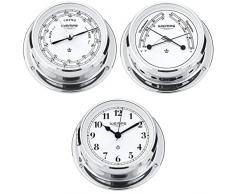 Wempe Serie Skiff Chrom Ø 110mm - Yachtuhr mit arabischen Ziffern, Barometer und Comfortmeter