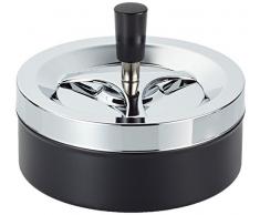 Riesiger Schöner moderner Drehaschenbecher,Windaschenbecher, Metall / Chrom/schwarz ca. 14 Durchmesser