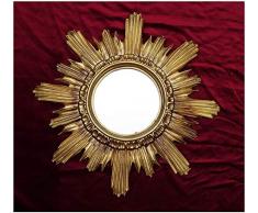 Lnxp BAROCK ANTIK WANDSPIEGEL Sonne IN Gold 42x42 cm RUND RUNDER REPRO Spiegel Sun