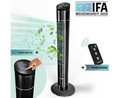50W Multi Sensor Touch Turmventilator mit Temperaturanzeige| 110 cm leiser Säulenventilator mit Fernbedienung |Deutsche Qualitätsmarke| 60° Oszillation + 4 Lüftungs-Modi| RelaxxNow VTX450 Ventilator