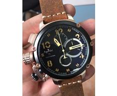 n Automatik Mechanik Herrenuhr Silber Braun Leder Bootsuhr Schwarz Gold 5