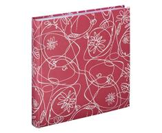 Hama Fotoalbum Decori II, Jumbo Album mit 100 weißen Seiten, für 400 Fotos im Format 10x15, Blumen-Ranken-Muster, 30x30, XXL Fotobuch flamingo-rot