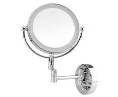 Blackpoolal 7 x LED Beleuchtet Kosmetikspiegel Kosmetik Wandspiegel mit Beleuchtung Wandmontage Schminkspiegel Make up Spiegel Rund 8 Inch Silber