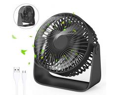 Jovego Mini Ventilator, Leiser USB Tischventilator Mit 360-Grad-Neigungseinstellung Und 3 Geschwindigkeiten, Tragbarer Desktop-Ventilator Für Büro Haus Reisen Outdoor(schwarz)