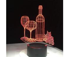 Illusion-Nachtlicht 3D, LED-Tisch-Schreibtisch-Lampen Weinset 7 Farben USB-Lade, die Schlafzimmer-Dekoration für Kinder Weihnachten