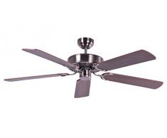 Deckenventilator ohne Beleuchtung Potkuri, Gehäuse gealtertes Silber, Wendeflügel Walnuss oder Walnuss mit Rattaneinlage , 132 cm, für Räume bis zu 25m²