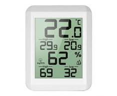 Wiivilik Digitale LCD-Thermometer-Hygrometer Elektronische Temperatur- und Feuchtigkeitsmessgerät MIN/MAX Aufzeichnungen Innenwetterstation