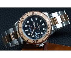 Männer automatische mechanische Uhr Silber Rose Gold Kaffee Edelstahl Yacht Uhren Sapphire 40mm Rose Gold Schwarz