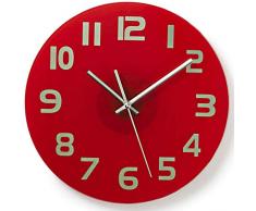 TronicXL Wanduhr modern für Küche Büro Wohnzimmer Uhr minimalistisch rot Glas
