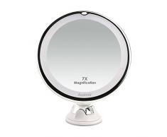 Auxmir Kosmetikspiegel LED Beleuchtet mit 7X Vergrößerung, Saugnapf und 2 Helligkeitsstufen, Makeup Spiegel Schminkspiegel mit Blendfreier Beleuchtung für Zuhause und Unterwegs