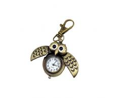 DaoRier Eule Uhr Anhänger Schlüsselhalter Ornamente Schlüsselbund Schlüssel Schnalle Schlüssel Ring Schlüsselan hänger,1 Stück (Bronze)