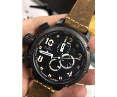 GFDSA Automatische mechanische Herren U Chronometer U1001 Uhr U-51 Chimäre Silber Alter Braun Kuh Leder Bootsuhr Schwarz Gold 5