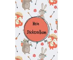 Mein Stickeralbum: Stickeralbum leer zum sammeln von Stickern | Motiv: Haase und Fuchs auf der Jagt DIN A4 Format mit 40 Seiten für Mädchen und Jungen | Kein Silikonpapier zum wieder abziehen !