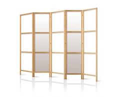murando - Paravent 135x171 cm - 3-teilig - Deutsches Qualitäts Vlies - Leinwand - eleganter Sichtschutz - Raumteiler - Trennwand - Raumtrenner - Holz - Weiß - Deko - Japan p-A-0009-z-b