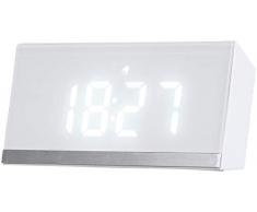 infactory Digitalwecker: Dimmbare Funk-LED-Tischuhr mit Wecker und Temperaturanzeige, weiß (Funkuhr LED)