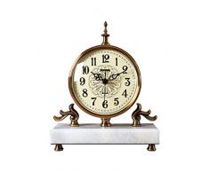 RJJX Home Klassische Pendeltischuhr Dekorative Tischuhr Metall Retro Tischuhr Vintage-Silent-Uhr auf dem Tisch for Wohnzimmer (Color : White)