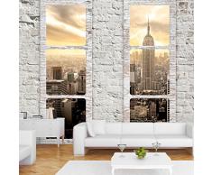 murando - Fototapete Fenster nach New York 300x210 cm - Vlies Tapete - Moderne Wanddeko - Design Tapete - Wandtapete - Wand Dekoration - New York Stadt City Skyline View Manhattan Himmel Fenster Steine Ziegel USA c-A-0066-a-b