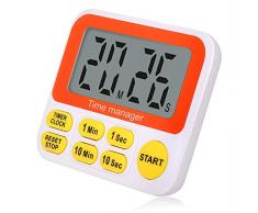 Wimaha Time Timer Digitaler Küchentimer mit Uhr, Kochtimer mit Weckalarm, Magnetrückseite, große Ziffern, schneller Einstellbarer Countdown-Timer für Küche, Hausaufgaben, Sport, Spiel