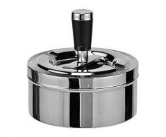 Land-Haus-Shop® 1 Stück Drehaschenbecher Drück Aschenbecher Windascher Windaschenbecher Ascher Metall Chrom 11cm Durchmesser
