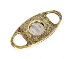 Carved Arabesques Zigarrenschneider mit scharfer Doppelklinge aus Edelstahl bronze