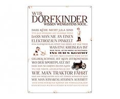 Interluxe METALLSCHILD Retro WANDSCHILD Blechschild WIR DORFKINDER Jungen Dorfkind