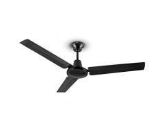 Klarstein Spin Doctor - Deckenventilator, 3 Flügel, Durchmesser: 48 / 122 cm, Luftdurchsatz: 9963 m³/h, 56 W, 3 Geschwindigkeiten, Separate Wandsteuerung, Korpus: Edelstahl, schwarz