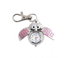 Nowbetter 1 Stück Stilvoller Eulen-Schlüsselanhänger Uhr Anhänger Schlüsselanhänger Auto Tasche Anhänger Anhänger Ornamente Schlüsselschnalle Geschenke für Frauen Mädchen, rose, 8.4cm