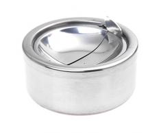 Moligh doll Aschenbecher Edelstahl Aschenbecher Klappdeckelascher Hoehe 5,5 cm Durchmesser: 11,5 cm