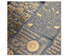 KUNER Briefpapier Aufkleber selbstklebend für Scrapbooking Tagebuch Planer Handy Album Notebook Bullet Journal Party Tasche Event Deko DIY Art Craft Kalender Sticker (Gold)