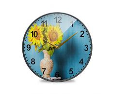 Mnsruu Badezimmer-Wanduhren Sonnenblume Stillleben 24,1 cm dekorative Wanduhr tickt nicht leise Küchenuhr, mehrfarbig, 30,5 cm (12 Zoll)