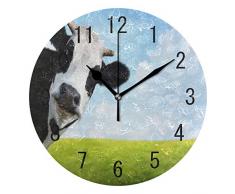 Use7 Home Decor Kuh Kunstdruck Meadow grün Gras Acryl, rund Wanduhr Geräuschlos Silent Uhr Kunst für Wohnzimmer Küche Schlafzimmer