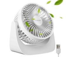 homeasy USB Lüfter Leise Kabellose 360°Drehventilator Kabelloses Mini USB Fan mit 3 Geschwindigkeiten für Zuhause und Büro USB Tischventilator