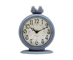 NIKKY HOME Tischuhr mit Quarz-analoge Vintage Design Schreibtisch und Regal für Wohnzimmer Badezimmer Dekoration Metall Tiefgrau