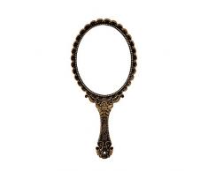 Lizac Kosmetikspiegel Handspiegel, Retro Vintage Blumenmuster Griff, Ideales Geschenk für Damen Frauen und Mädchen (Bronze)