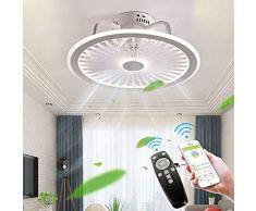 OMGPFR Stumm Deckenventilator Licht mit Lichtern und Fernbedienung Ultradünne 18CM Deckenlampe Unsichtbare Ruhe LED dimmbar Deckenventilatoren Beleuchtung für Wohnzimmer Schlafzimmer,Weiß
